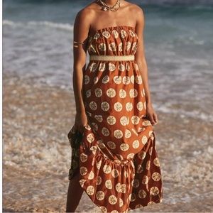 Free People Brown and Cream Maxi Dress